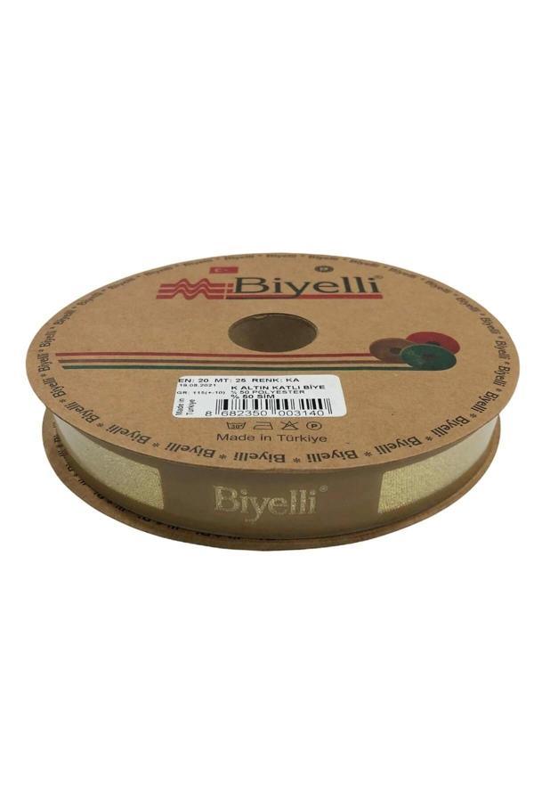 Biye Simli Katlı Ka Altın 2 cm 25 Metre %50 Simli % 50 Polyester - Image 1