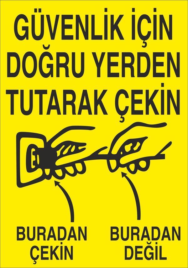 Technopa Güvenlik İçin Doğru Yerden Tutarak Çekin Uyarı Levhası - Image 1