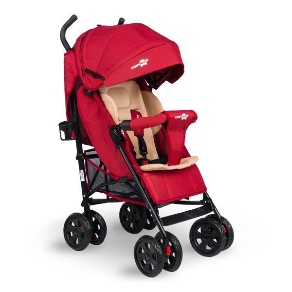 Comfymax Tam Yatar Baston Bebek Arabası – Dark Red - Image 1