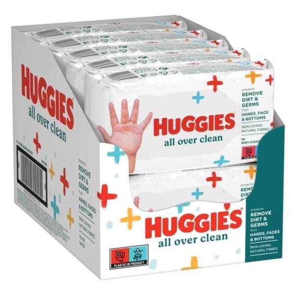 Huggies All Over Clean Bebek ve Çocuk Islak Mendili 10x56 Yaprak - Image 1