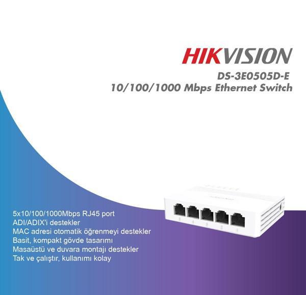 Hikvision DS-3E0505D-E 5 port 10/100/1000 gigabit switch - Image 1