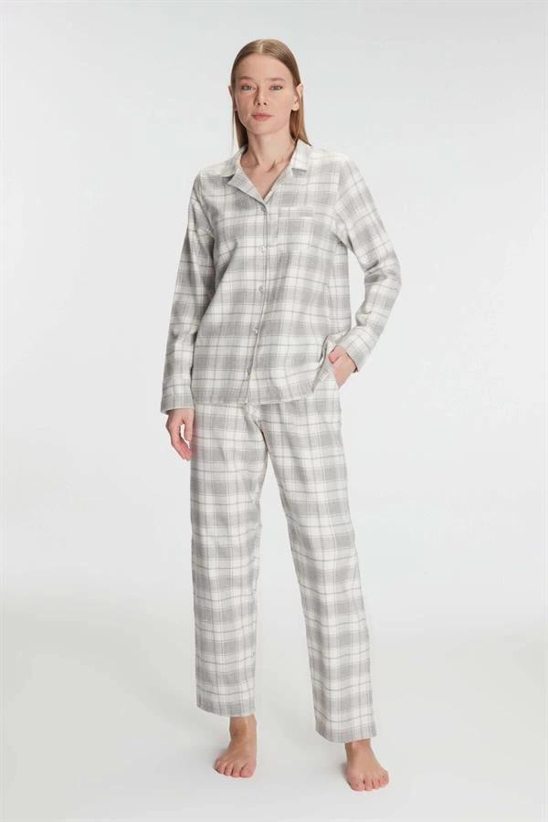 Anıl Kare Desenli Pamuklu Gömlek Pijama Takımı - Image 1