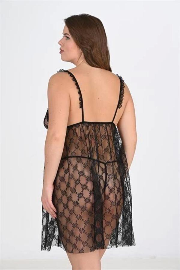 Aria's Closet Büyük Beden Siyah Gecelik 3041 - Image 1