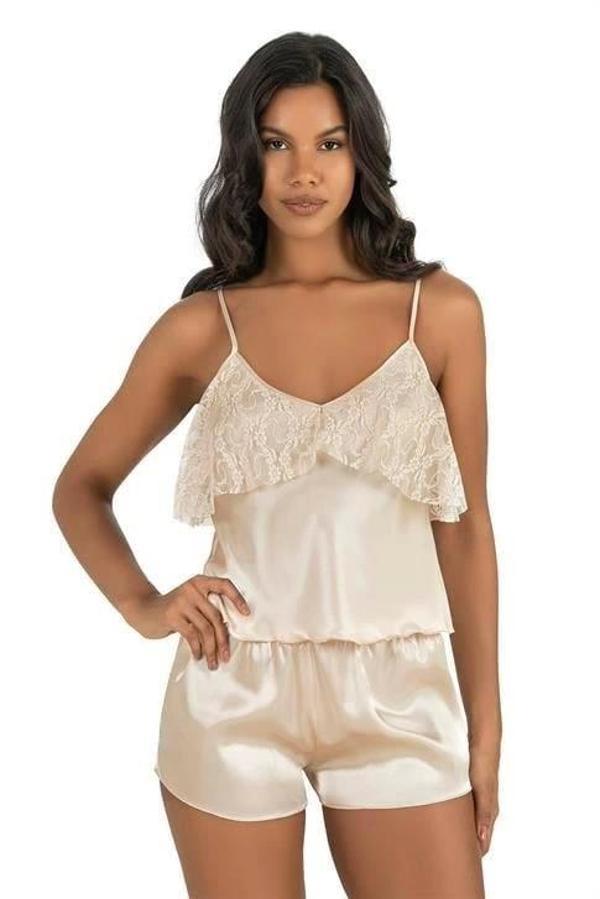 Aria's Closet Fildişi Saten Şort Takımı 9214 - Image 1