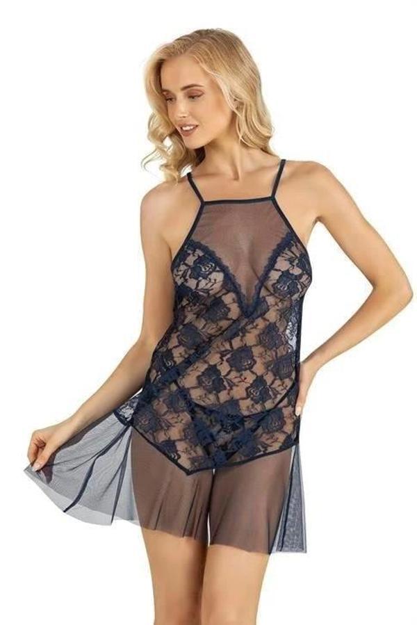 Aria's Closet Lacivert Kısa Tül Gecelik 4227 - Image 1