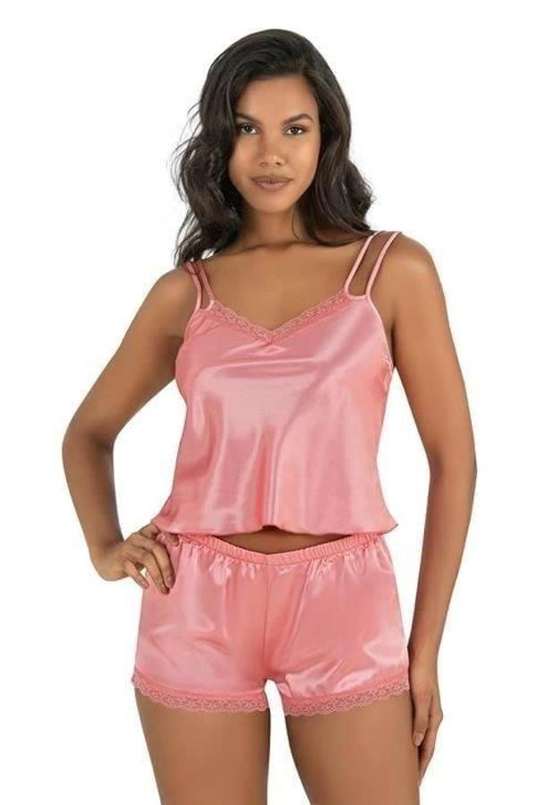 Aria's Closet Mercan Saten Şort Takımı 9210 - Image 1