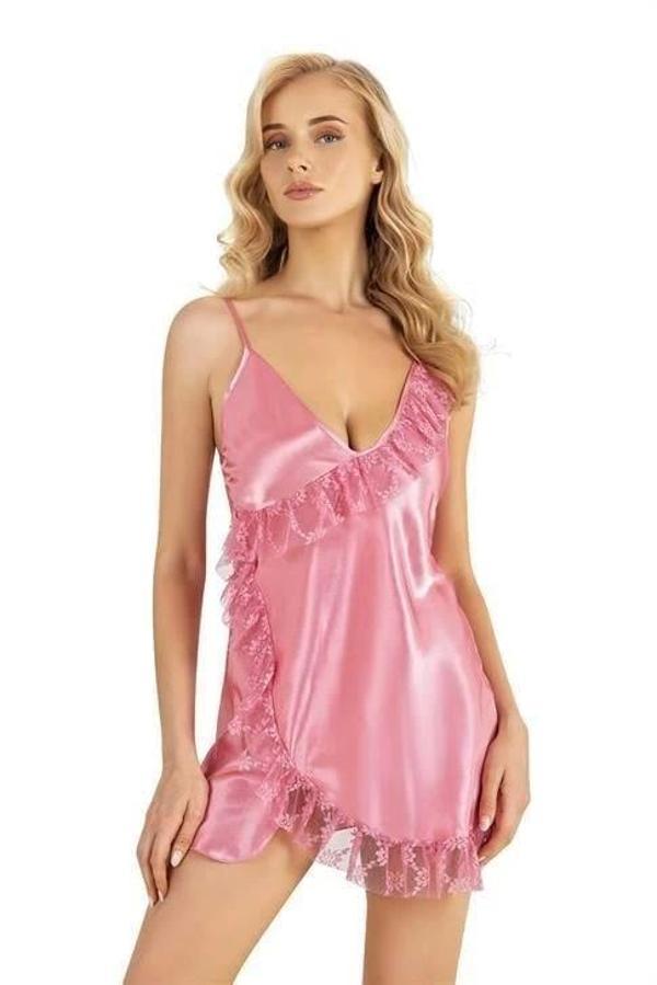 Aria's Closet Pembe Kısa Saten Gecelik 8229 - Image 1