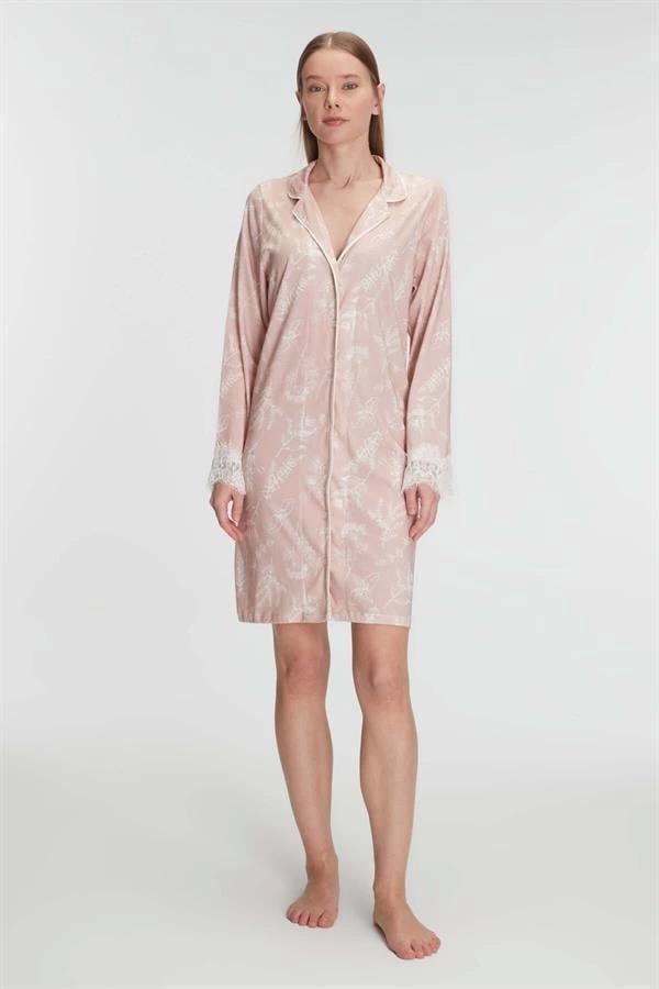Aria's Closet Cotton Modal Uzun Kol Gecelik - Image 1