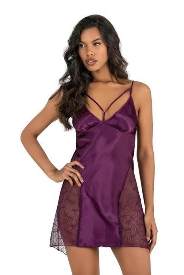 Aria's Closet Mor Kısa Saten Gecelik 8233 - Image 1
