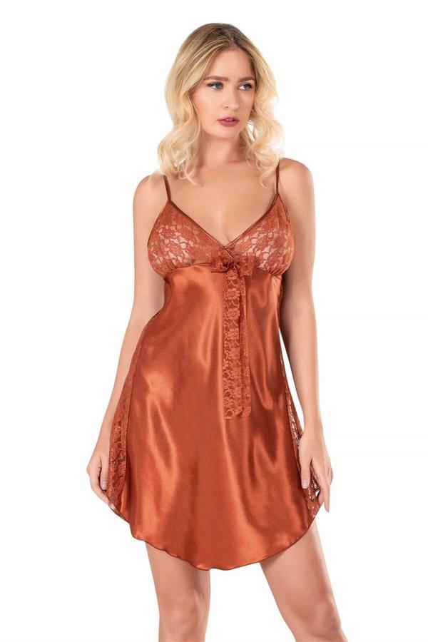 Aria's Closet Tarçın Saten Gecelik - Image 1