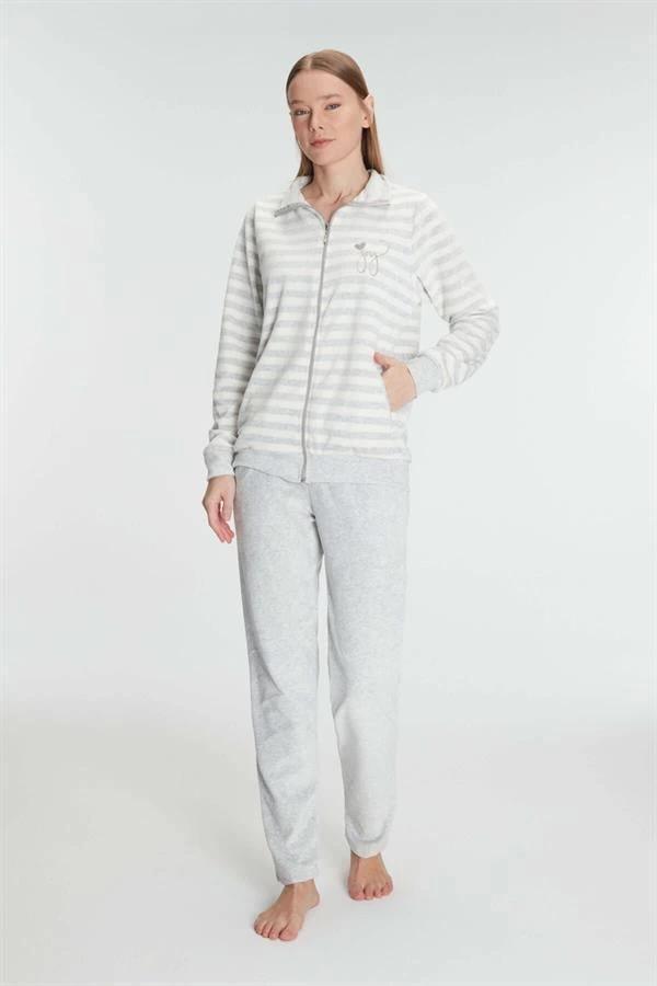 Aria's Closet Pamuklu Uzun Kollu Fermuarlı Sweatshirt ve Pantolon Takım Pijama Takımı - Image 1
