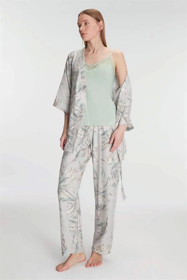 Aria's Closet Sabahlık Atlet ve Pantolon Takım Pamuklu Pijama Set - Image 1