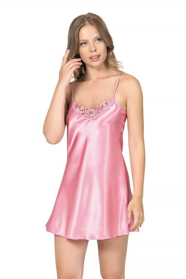Amora Secret Koyu Pembe Kısa Saten Gecelik - Image 1