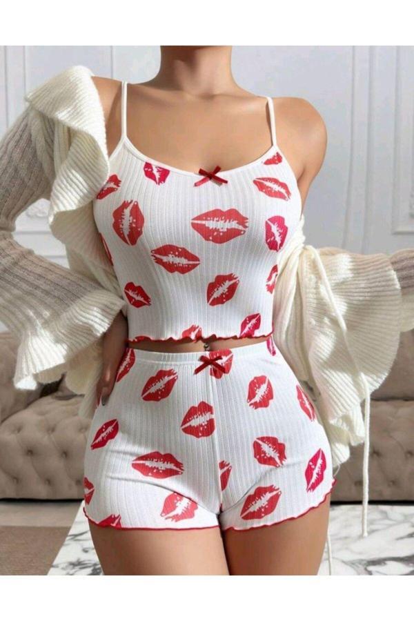 Aria's Closet Kiss Öpücük Beyaz Şortlu Takım - Image 1