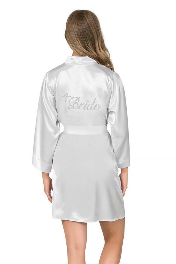 Amora Secret Ekru Kısa Saten Bride Sabahlık - Image 1