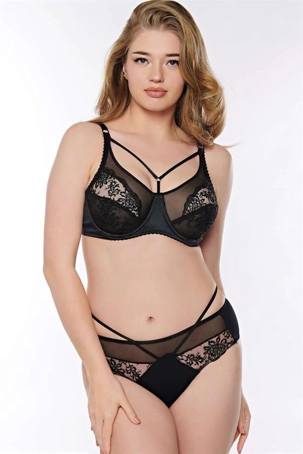 Aria's Closet Balenli Desteksiz Dolgusuz Toparlayıcı Yaka Detaylı Dantelli Küçültücü Sütyen ve Slip  - Image 1