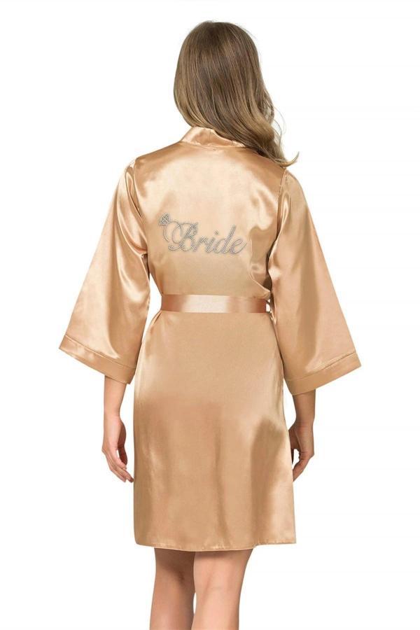 Amora Secret Gold Kısa Saten Bride Sabahlık - Image 1