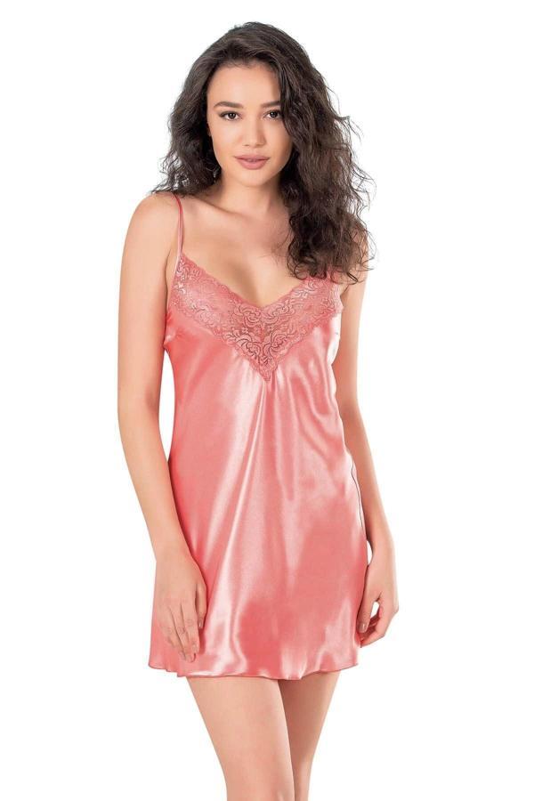 Amora Secret Mercan Kısa Saten Gecelik - Image 1