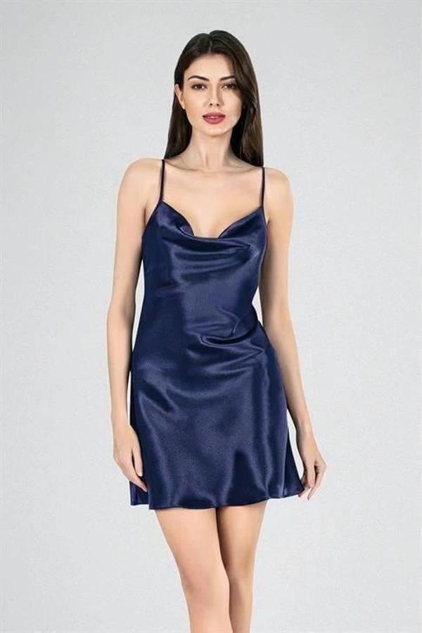 Aria's Closet Kısa Gecelik Degaje  Lacivert 7740 - Image 1