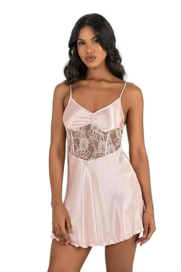 Aria's Closet Somon Kısa Saten Gecelik 8239 - Image 1