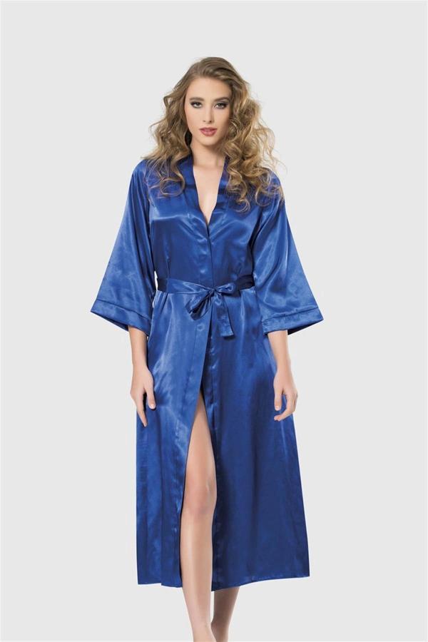 Amora Secret Saks Uzun Saten Sabahlık - Image 1