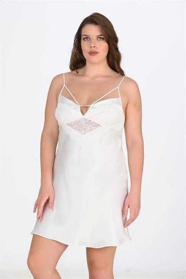 Aria's Closet Büyük Beden Ekru  Gecelik 2100 - Image 1