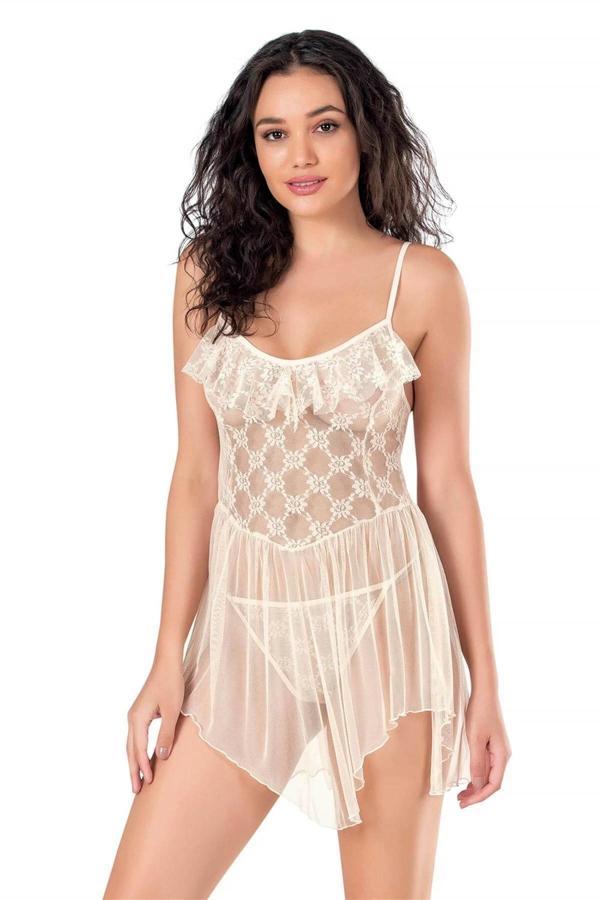 Aria's Closet Fildişi Kısa Tül Gecelik - Image 1