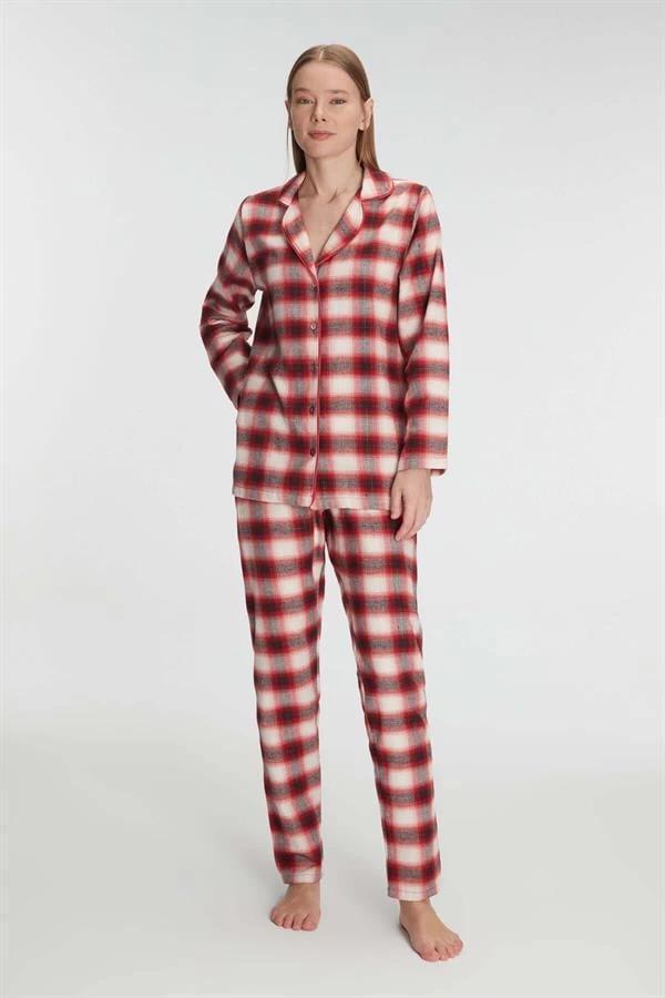 Anıl Pamuklu Uzun Kol Gömlek ve Pantolon Takım - Image 1