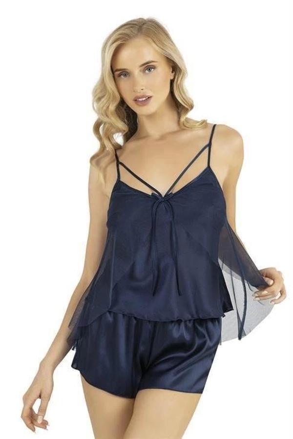 Aria's Closet Lacivert Saten Şort Takımı - Image 1