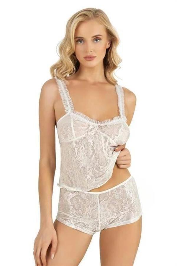 Aria's Closet Ekru Saten Şort Takımı 9221 - Image 1
