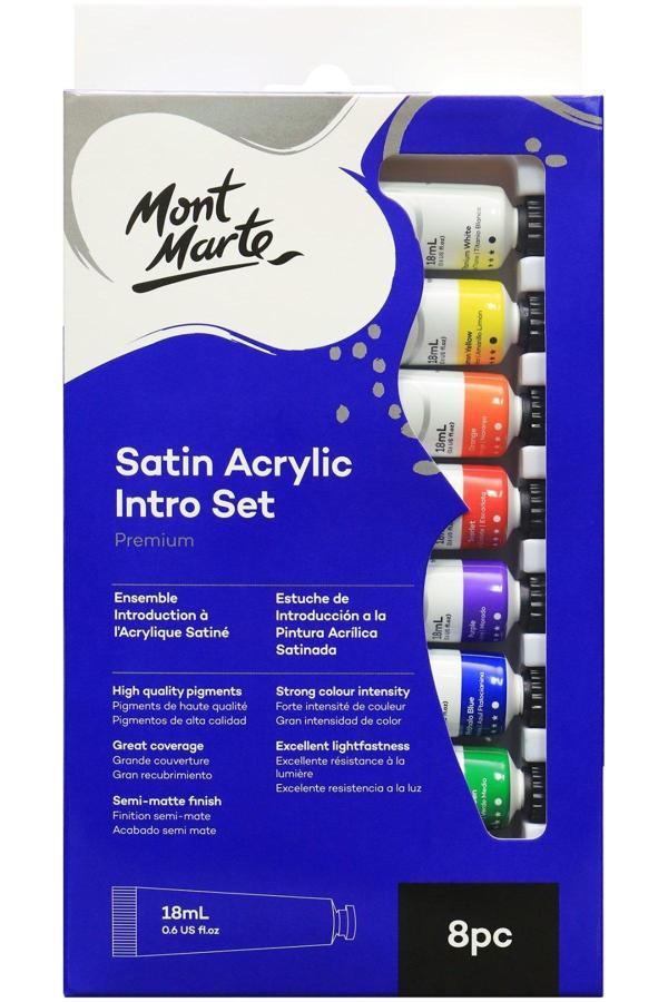 Mont marte MM Premium Saten Akrilik Boya Giriş Seti 8 x 18ml - Image 1