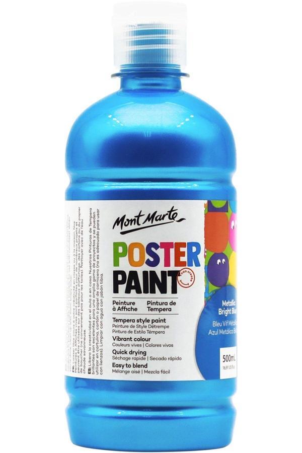 Mont marte MM Poster Boyası 500ml - Metallic Bright Blue - Image 1
