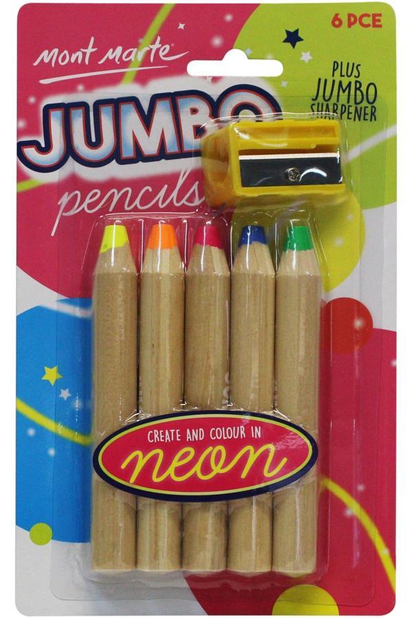 Mont marte MM Jumbo Neon Kalemler ve Kesici 6'lı - Image 1
