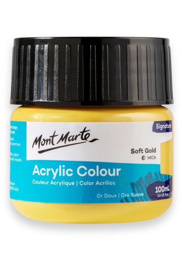 Mont marte Akrilik Renkli Boya Signature 100 ml - Soft Gold - Image 1