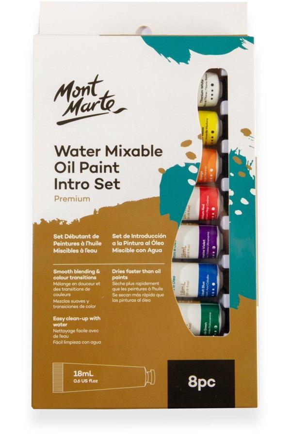 Mont marte MM Premium Suyla Karıştırılabilir Yağlı Boya Seti 8x 18ml - Image 1