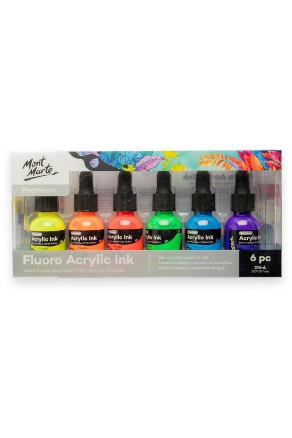 Mont marte MM Premium Floro Akrilik Mürekkep 6 adet x 20ml - Image 1
