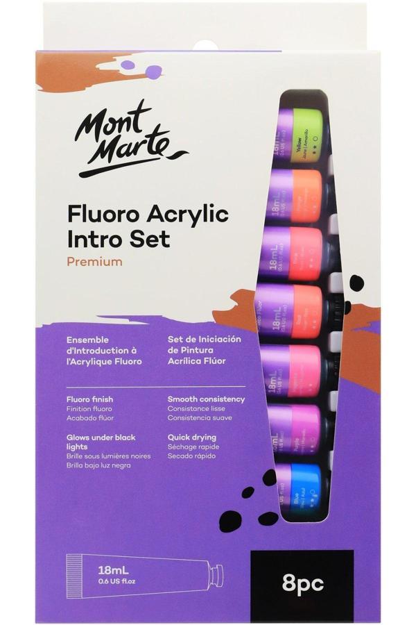 Mont marte MM Premium Fluoro Akrilik Boya Giriş Seti 8 x 18ml - Image 1