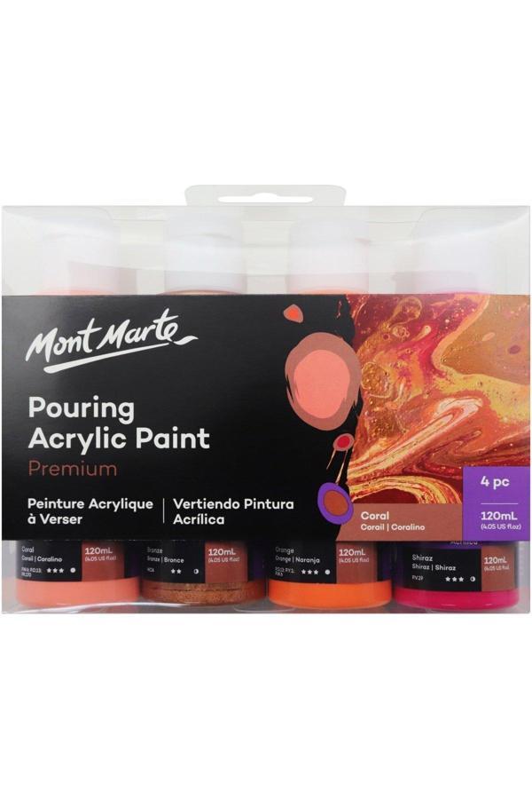 Mont marte MM Dökme Akrilik Boya Seti Premium 4pc x 120ml - Coral - Image 1