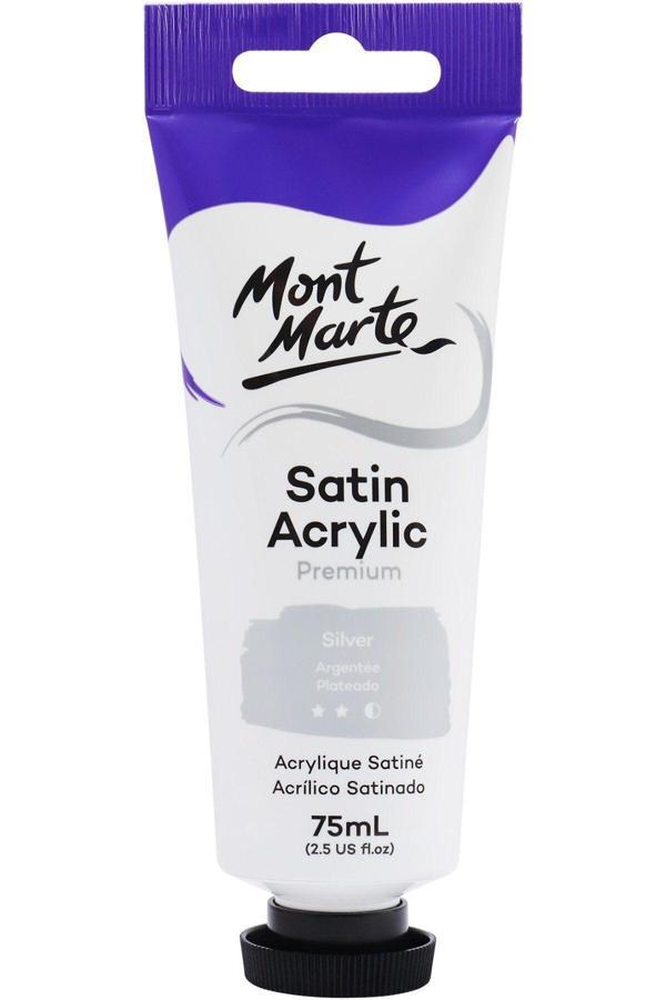 Mont marte MM Premium Saten Akrilik 75ml - Silver - Image 1