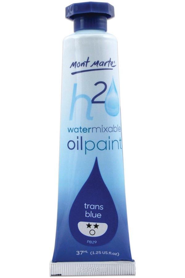 Mont marte MM Suyla Karıştırılabilir Yağlı Boya 37ml - Trans Blue - Image 1