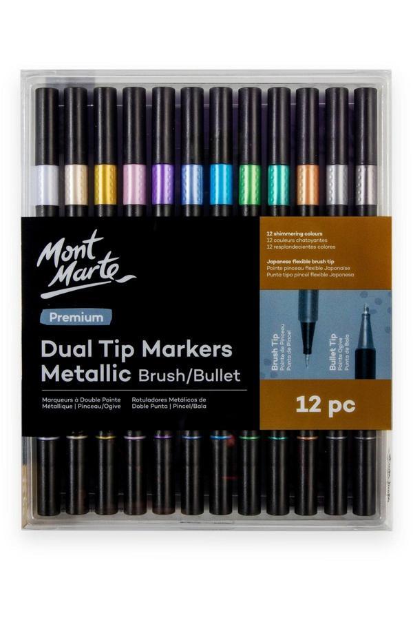 Mont marte MM Premium Çift Uçlu Marker Metalik Fırça/Kurşun 12'li - Image 1