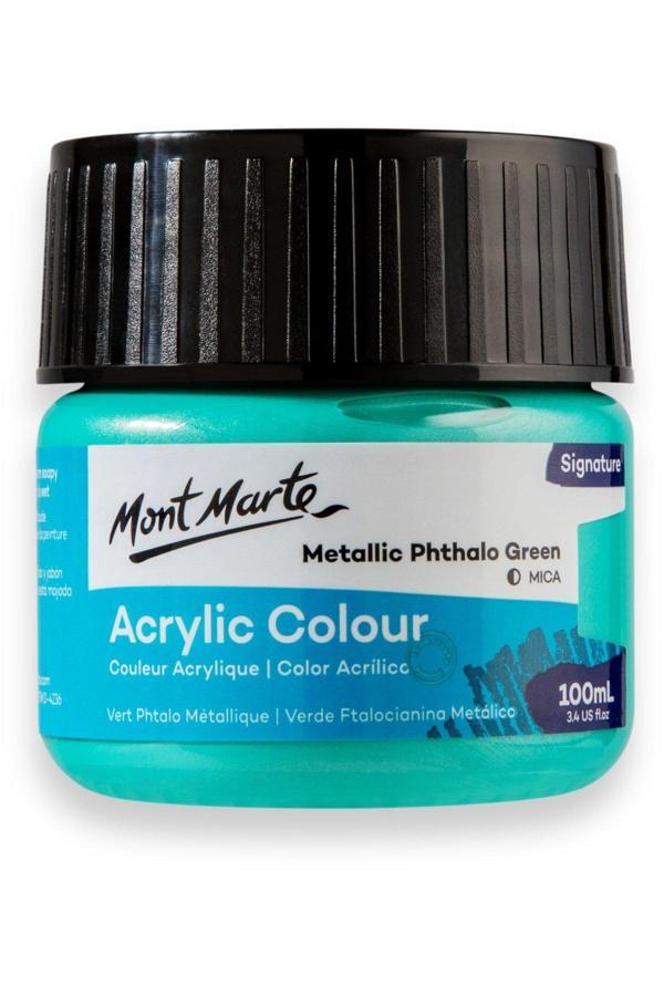 Mont marte MM Akrilik Renkli Boya Signature 100ml - Metallic Phthalo Green - Image 1