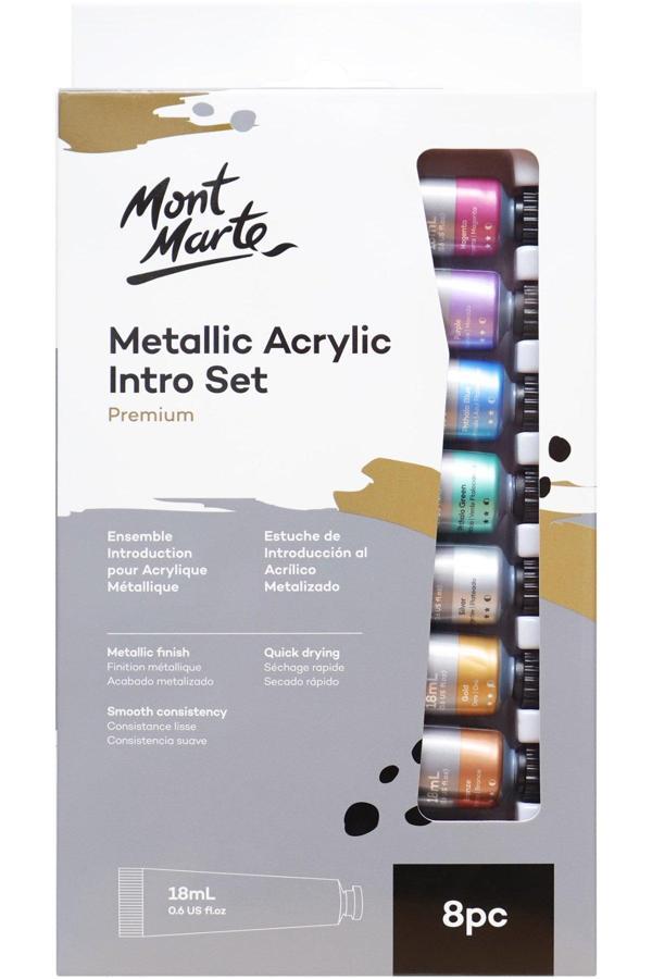 Mont marte MM Premium Metalik Akrilik Boya Giriş Seti 8pc x 18ml - Image 1