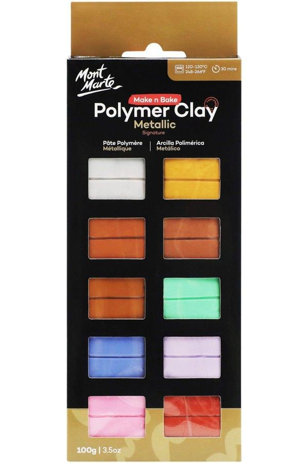 Mont marte MM Make n Bake Polimer Kil Metalik Signature 10'lu Set 100g - Image 1