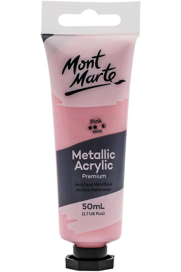 Mont marte MM Premium  Metalik Akrilik Boya 50ml - Pembe - Image 1