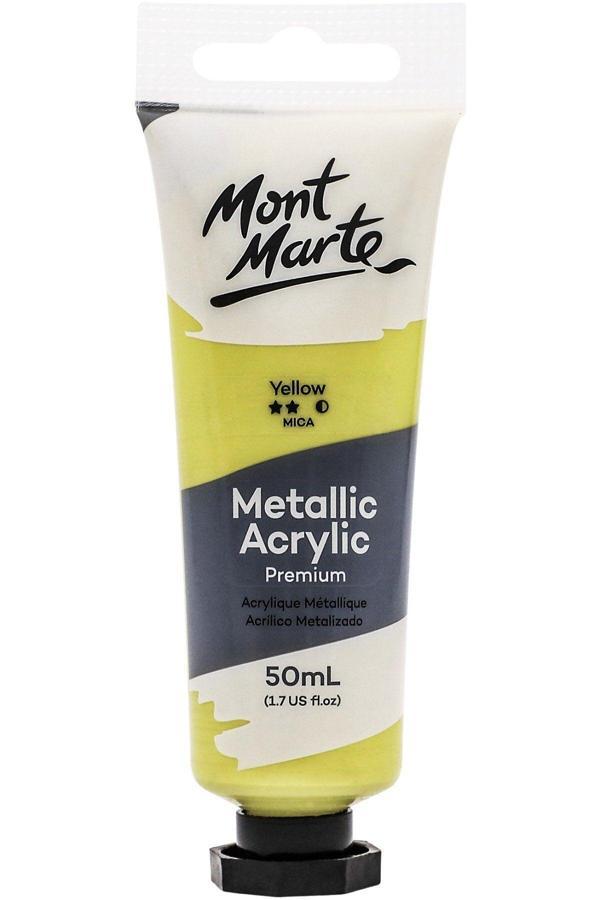Mont marte MM Premium Metalik Akrilik Boya 50ml - Yellow - Image 1