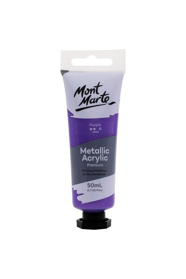 Mont marte MM Premium Metalik Akrilik Boya 50ml - Mor - Image 1