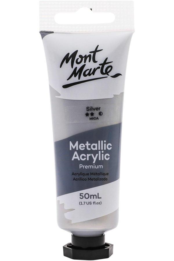 Mont marte MM Premium Metalik Akrilik Boya 50ml - Gümüş - Image 1