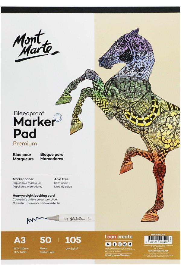 Mont marte MM Sızdırmaz Marker Pedi Premium 105gr A3 50 Sayfa - Image 1
