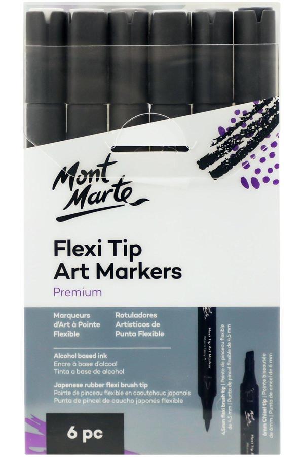 Mont marte MM Premium Flexi Tip Art Marker - Gri Tonları 6'lı - Image 1